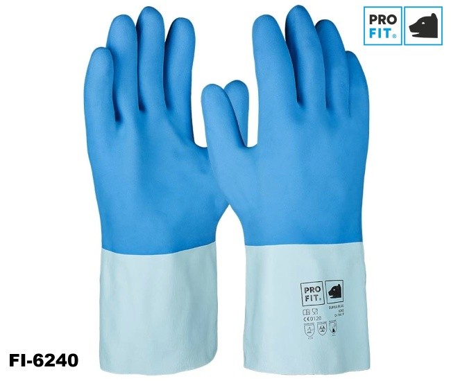 Fischereihandschuh 12 Paar Chemikalienschutzhandschuh -Pro-Fit Super Blue Naturlatex blau